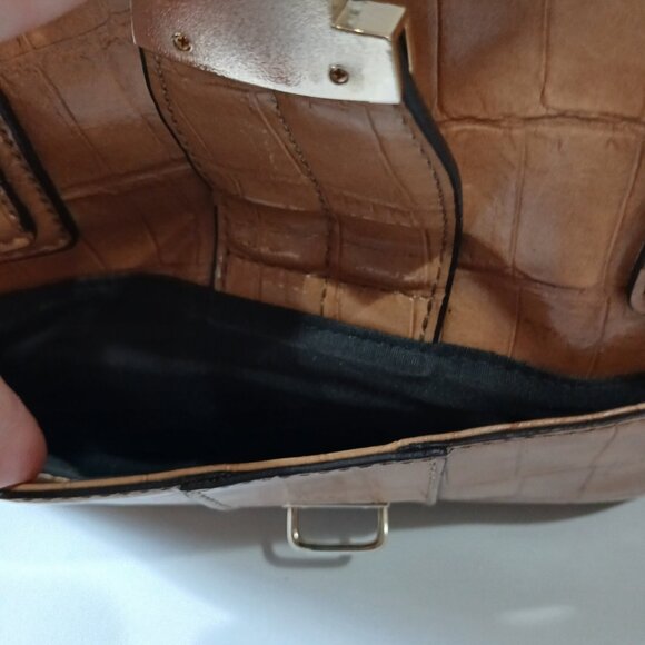 Liz Claiborne 90's Vintage Faux Tan Croc Leather Handbag - Picture 10 of 15
